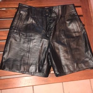 Vintage Black Leather Shorts